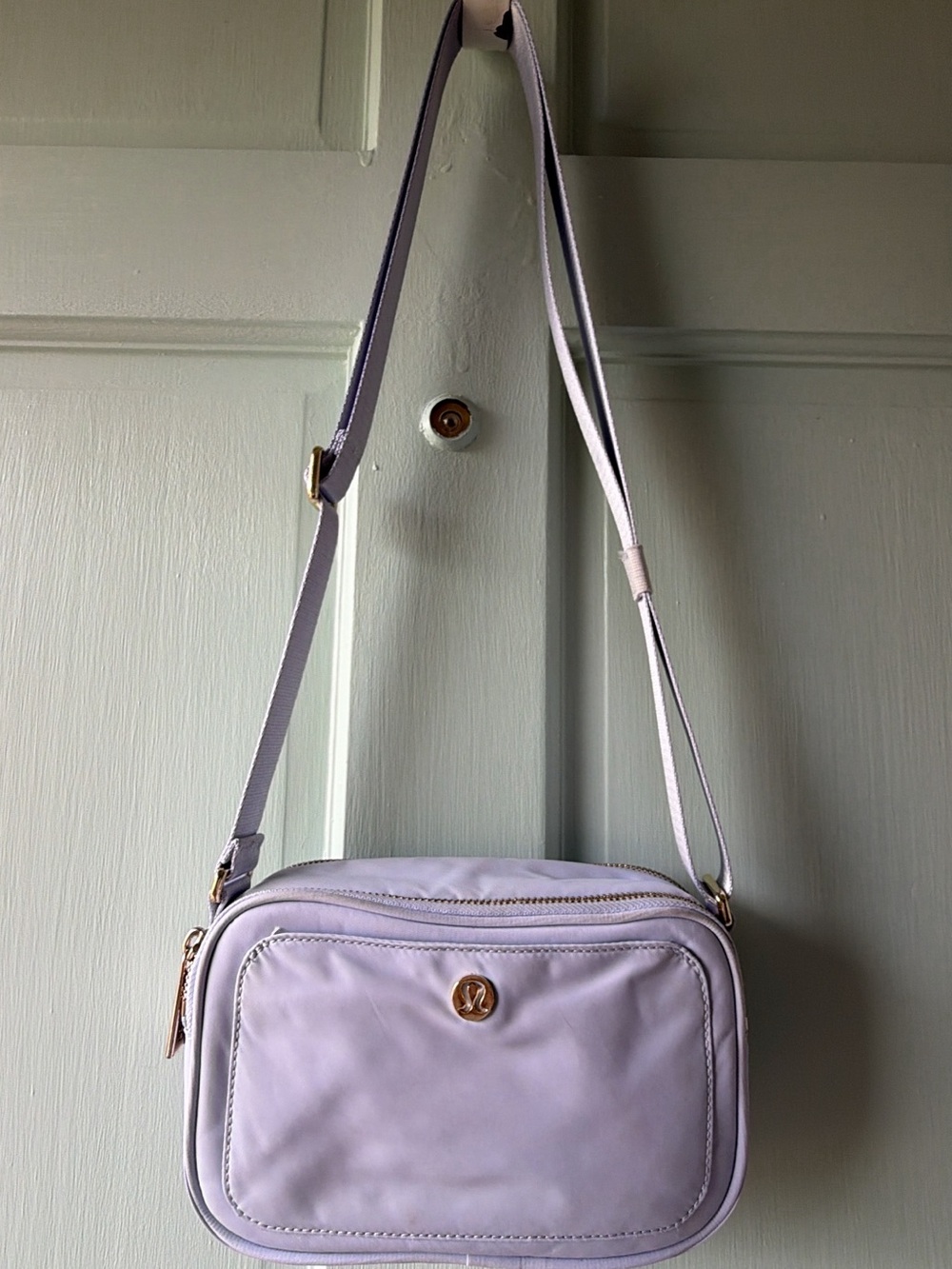 Lululemon Lilac Crossbody Shoulder Bag with Gold Accent